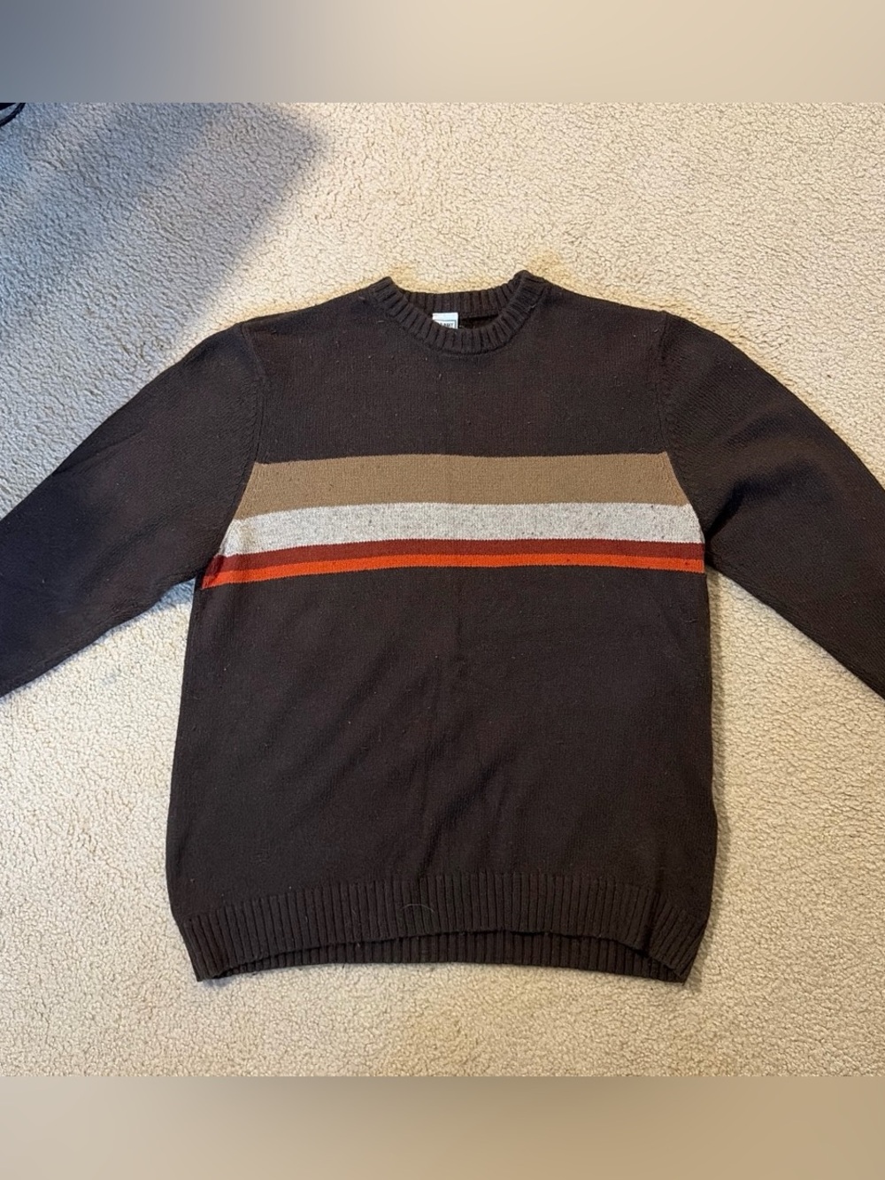 Men's Old Navy Crewneck Striped Sweater - Brown with Accent Stripes